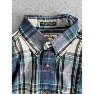 Hathaway Authentic Pinpoint Oxford Blue Collared Men's Shirt L Blue Green Pocket